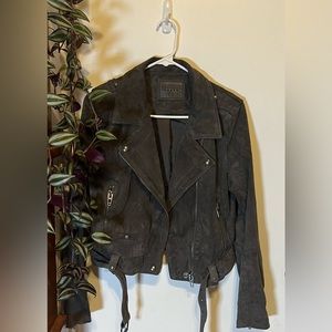 Blank NYC Suede Moto Jacket in French Grey, Size M
